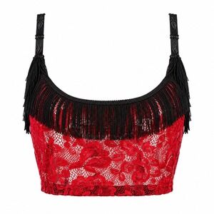 Switchblade Stiletto Red Black Lace Fringe Bralette Gothic Burlesque Top L